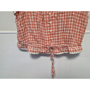 Women's American Eagle Top XL Orange‎ White Gingham